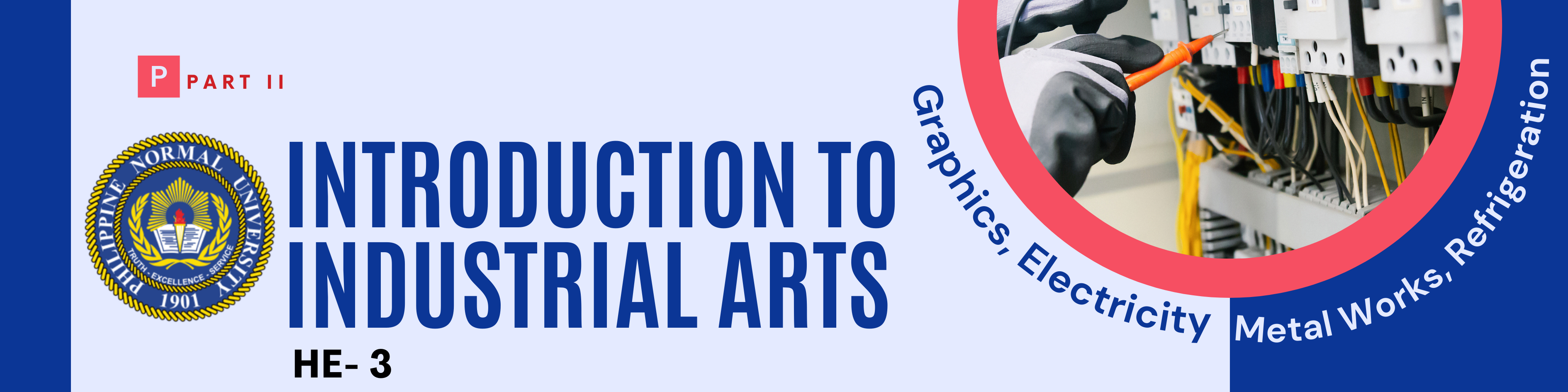 INTRODUCTION TO INDUSTRIAL ARTS II - BTLE 3-BTLE-HE 3 TP-S-TLE02 (M/TH 12:30PM-02:30PM/12:30PM-02:30PM)